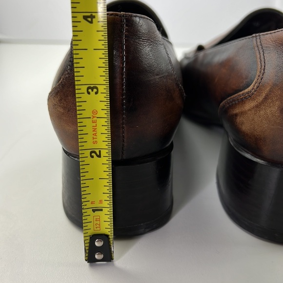 Jana Brown Leather Loafers with Chunky Heel - Picture 8 of 9